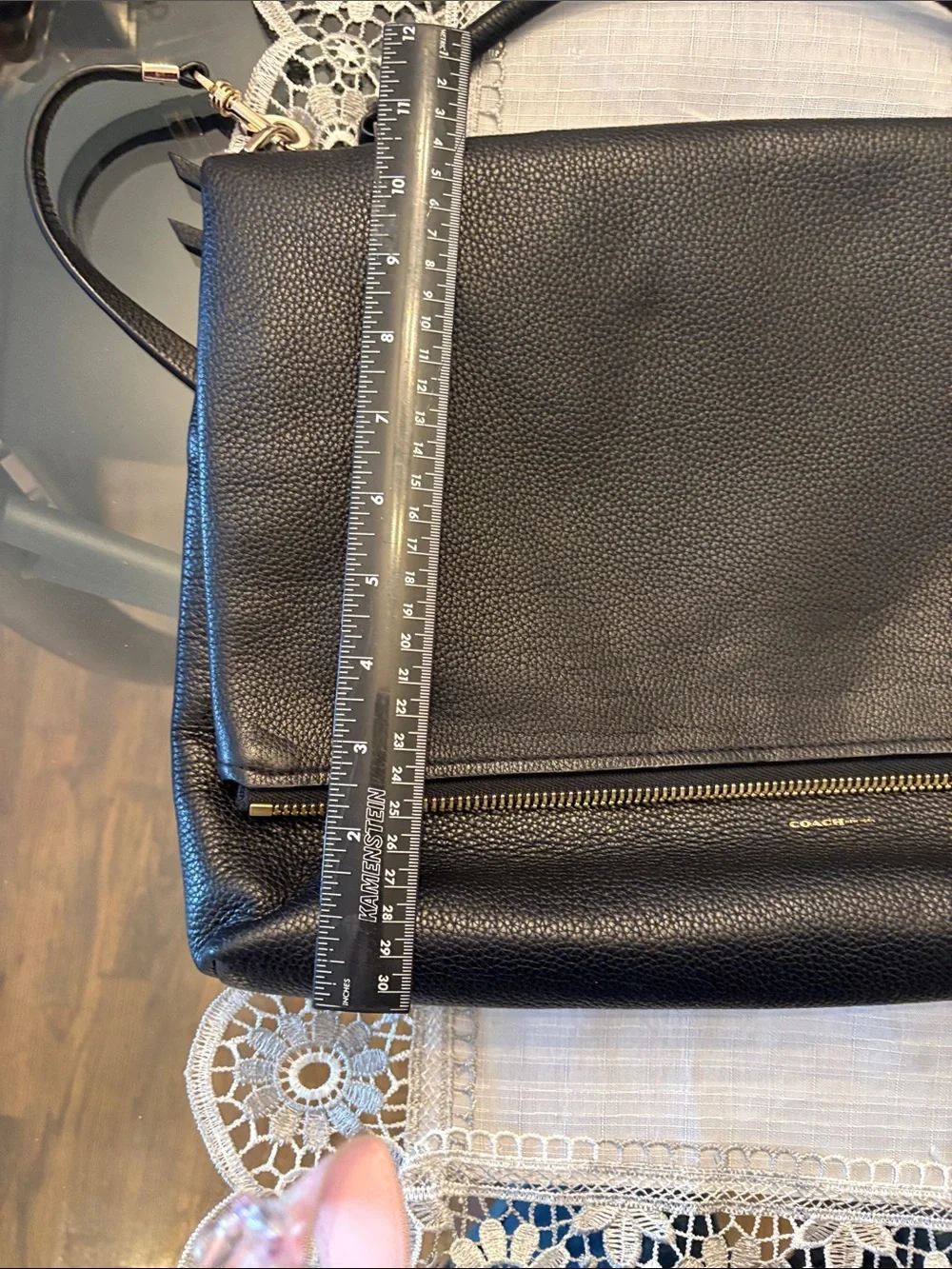 Coach Black Pebbled Leather Satchel with Gold Hardware